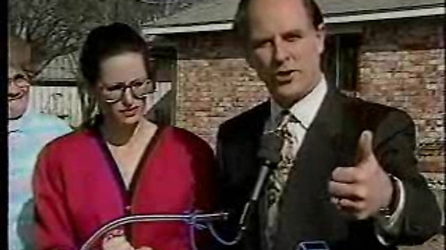 Ruthie Preamck and Mayor Wolff, TV news conference, recycling
